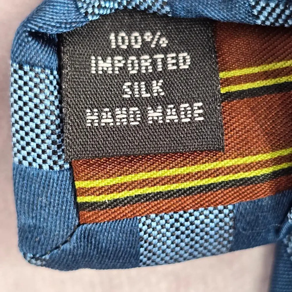 BCBG Attitude Diamond Blue Brown Silk Geometric Executive Neck Tie Men's - Picture 5 of 6